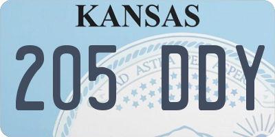 KS license plate 205DDY