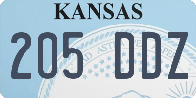 KS license plate 205DDZ