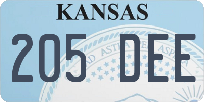 KS license plate 205DEE