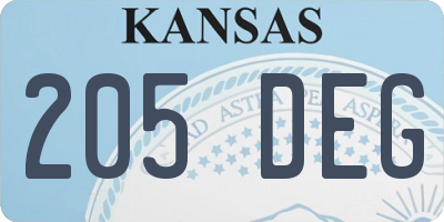 KS license plate 205DEG