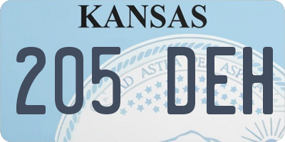 KS license plate 205DEH