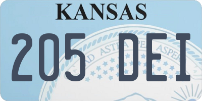 KS license plate 205DEI