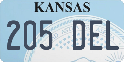 KS license plate 205DEL