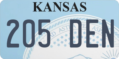 KS license plate 205DEN