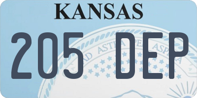 KS license plate 205DEP
