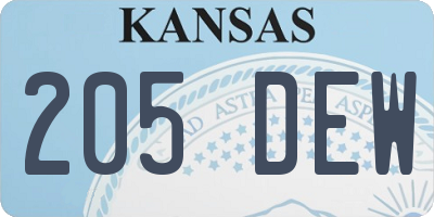 KS license plate 205DEW