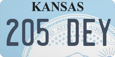KS license plate 205DEY