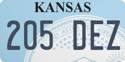 KS license plate 205DEZ