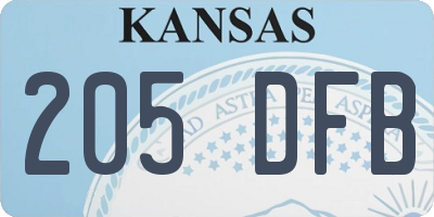 KS license plate 205DFB