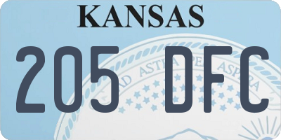 KS license plate 205DFC