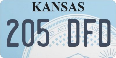 KS license plate 205DFD