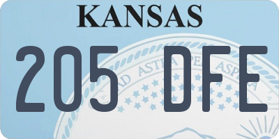 KS license plate 205DFE