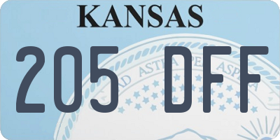 KS license plate 205DFF