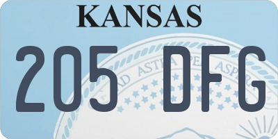 KS license plate 205DFG