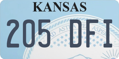 KS license plate 205DFI