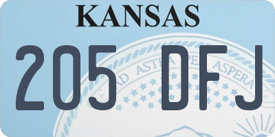 KS license plate 205DFJ