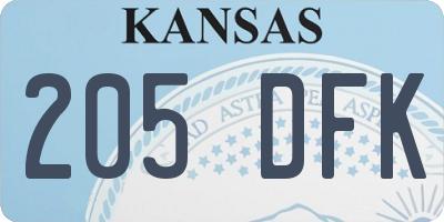 KS license plate 205DFK