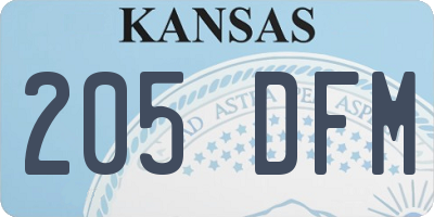 KS license plate 205DFM