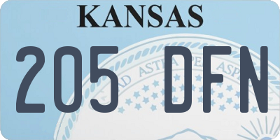 KS license plate 205DFN