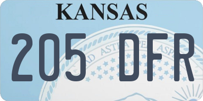KS license plate 205DFR