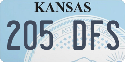KS license plate 205DFS