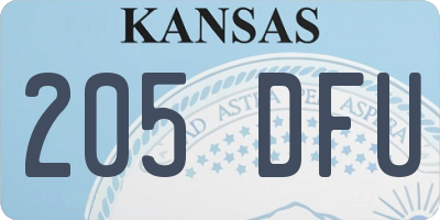 KS license plate 205DFU