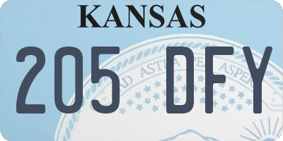 KS license plate 205DFY