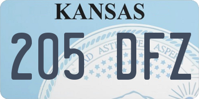 KS license plate 205DFZ