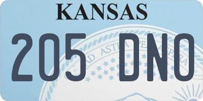 KS license plate 205DNO