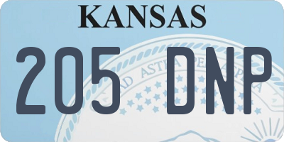 KS license plate 205DNP