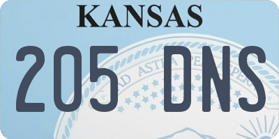 KS license plate 205DNS