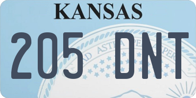 KS license plate 205DNT