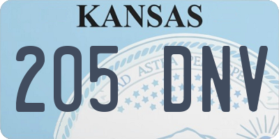 KS license plate 205DNV