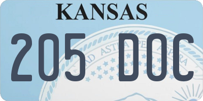KS license plate 205DOC