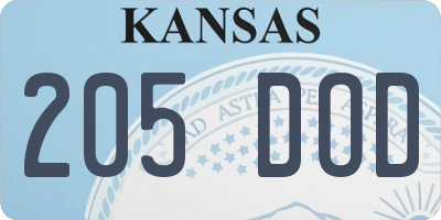 KS license plate 205DOD