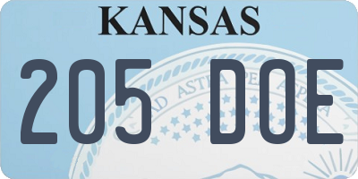 KS license plate 205DOE
