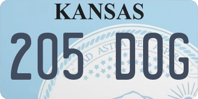 KS license plate 205DOG