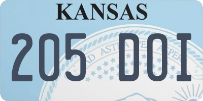 KS license plate 205DOI