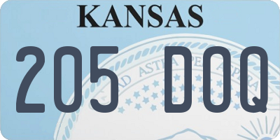 KS license plate 205DOQ