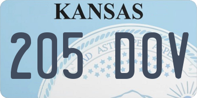 KS license plate 205DOV