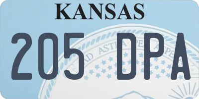 KS license plate 205DPA