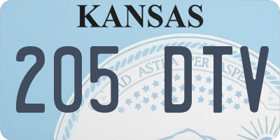 KS license plate 205DTV