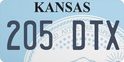 KS license plate 205DTX