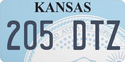 KS license plate 205DTZ
