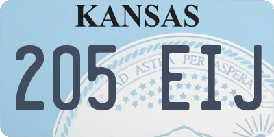 KS license plate 205EIJ