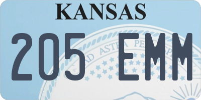 KS license plate 205EMM