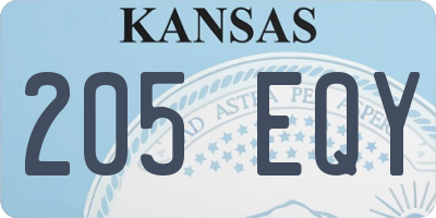 KS license plate 205EQY