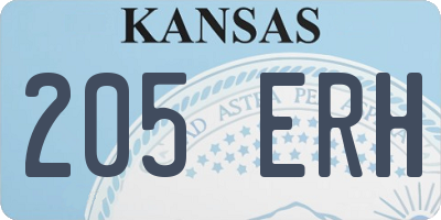 KS license plate 205ERH