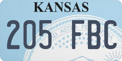 KS license plate 205FBC