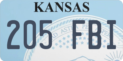 KS license plate 205FBI